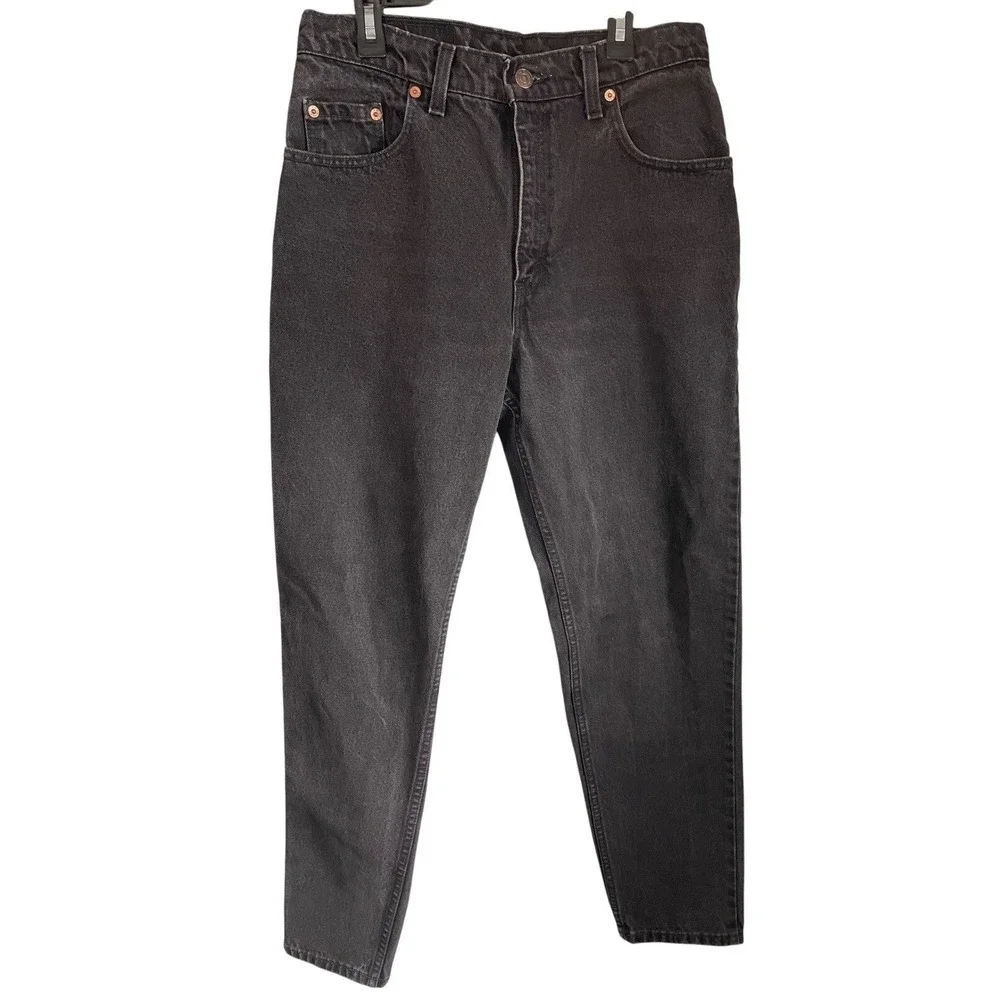 Vintage 90s Levis 550 Black High Waisted‎ Mom Jeans Made in USA 11 Med